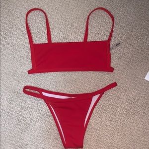 Rib Knit Tanga Bikini Swimsuit